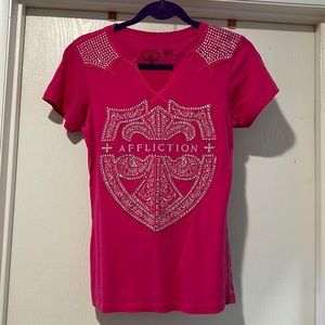 Ladies short sleeve tee with embellished front by Affliction